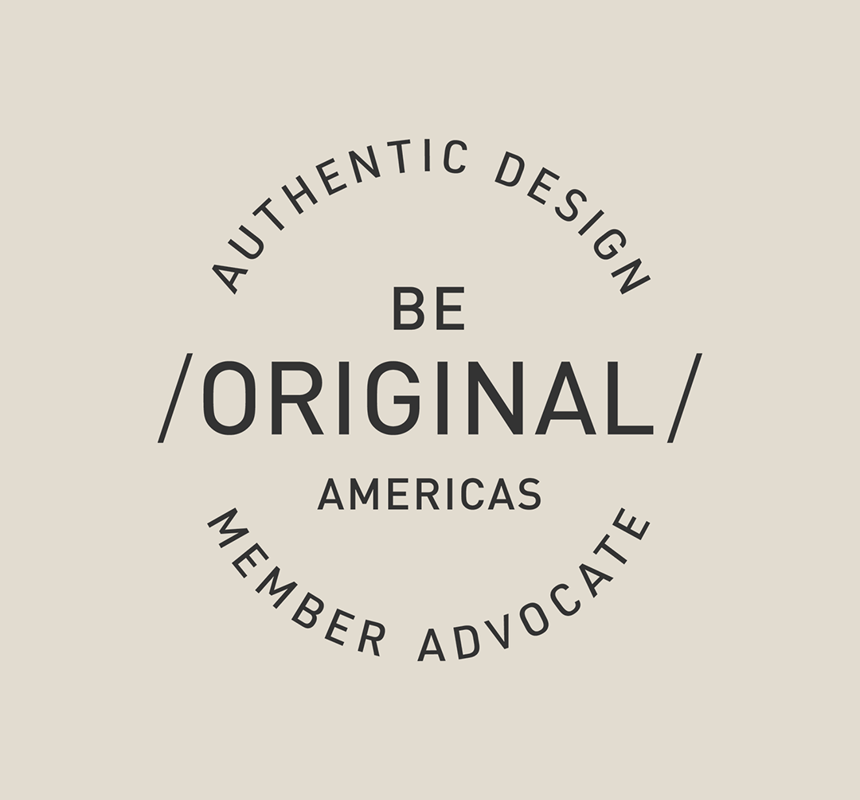 Be Original Americas logo on a beige background