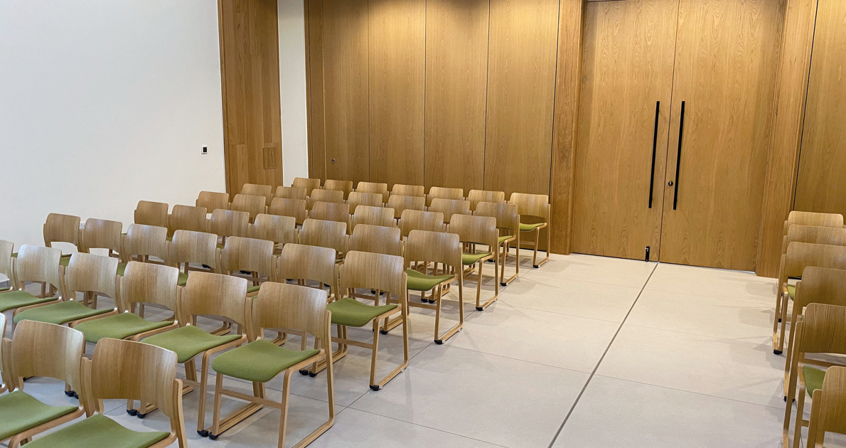 40/4 wood frame chairs in Hambleton Crematorium