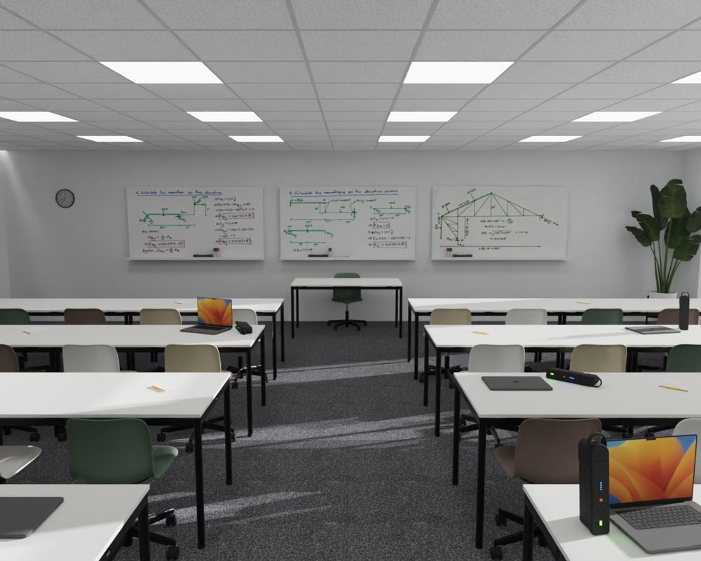 An installation image featuring the Usu tables and SixE chairs