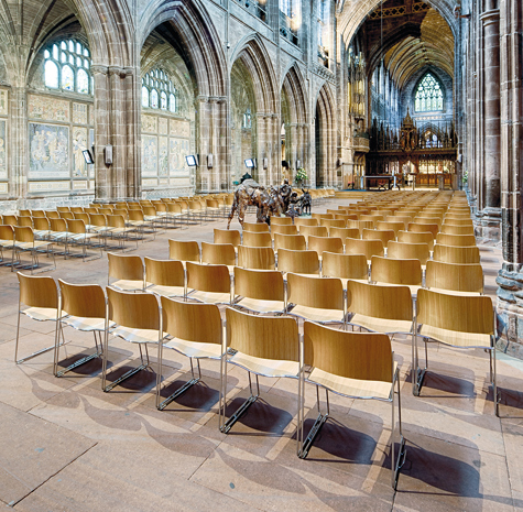 Rows of the veneer 40/4 chairs in Chester Cathedral