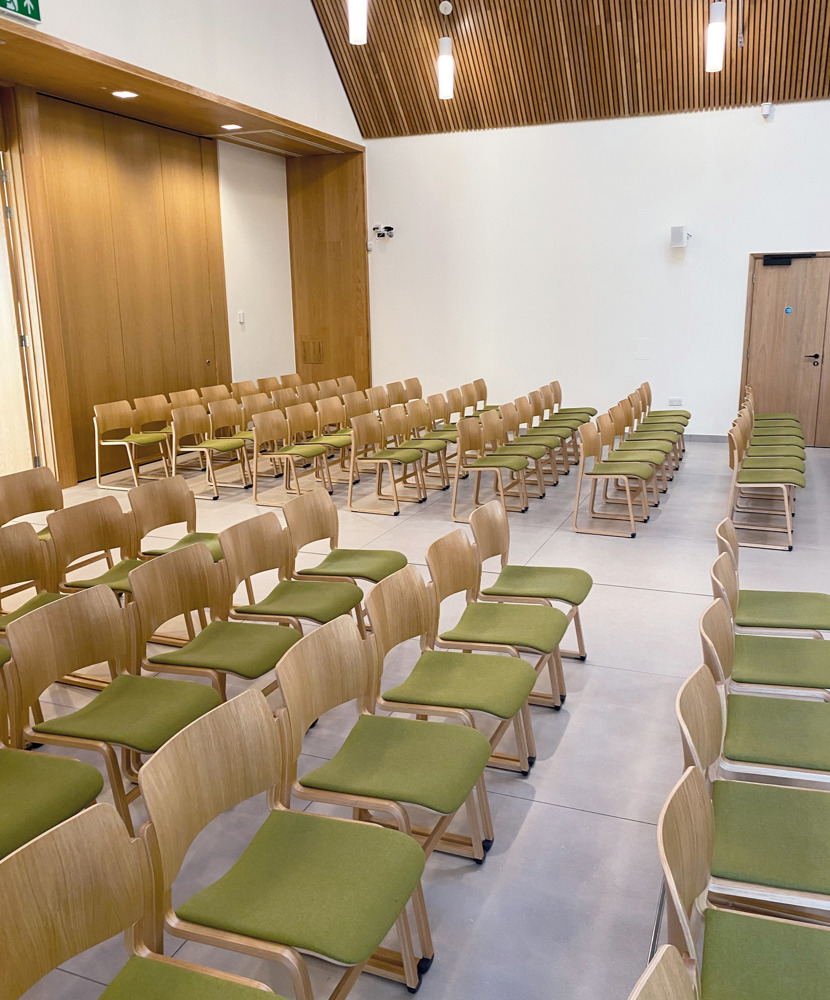 40/4 wood frame chairs in Hambleton Crematorium