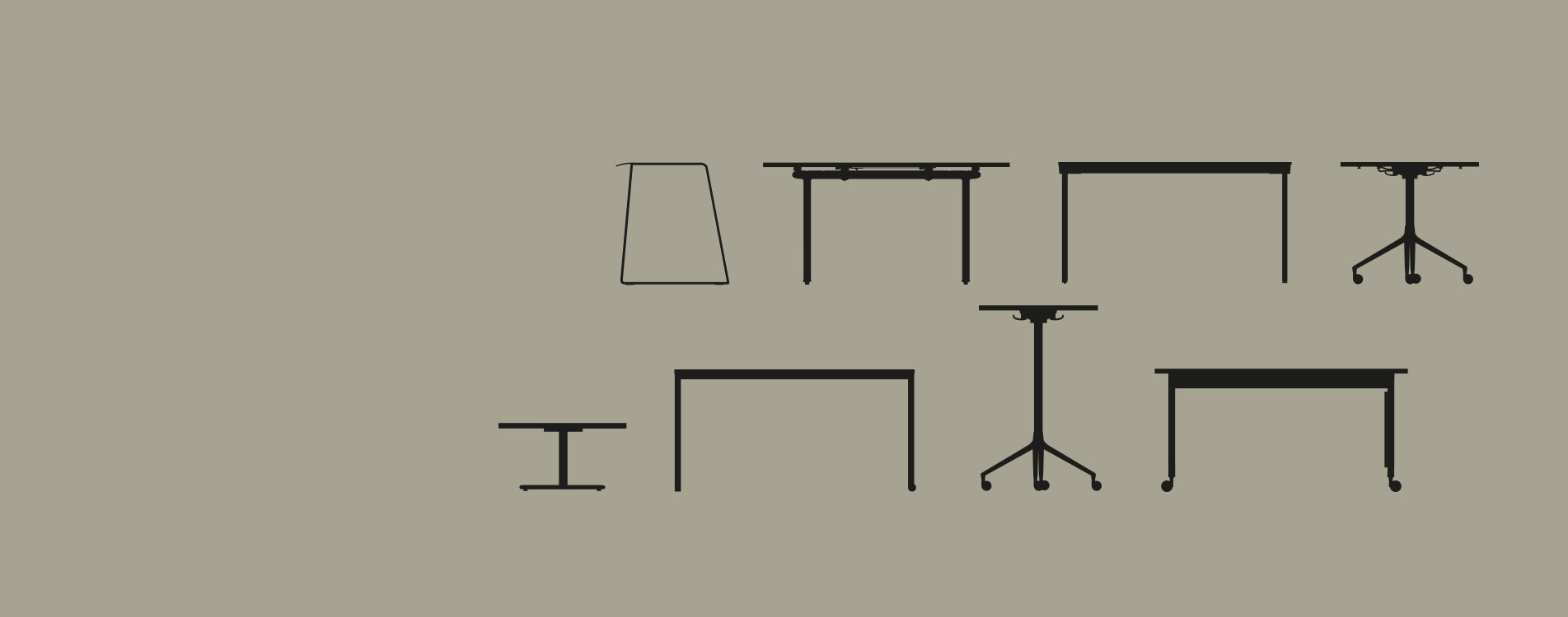 A piece of graphics with HOWE table icons on a plain greenish background